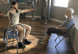 Dan and client warming up